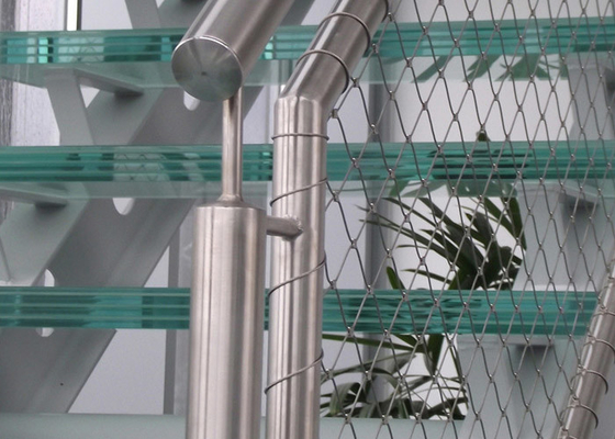 맞춤형 SUS 316 페룰 타입 스테인리스 스틸 철 로프  Mesh for Stairs Railing Mesh 2.0 mm 와이어 50*50 mm 구멍