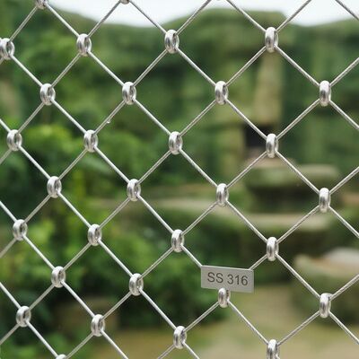 SS 316 Stainless Steel Wire Rope Mesh Flexible and Transparent Weather-Resistant Ferrule Mesh Netting for Zoo Enclosures